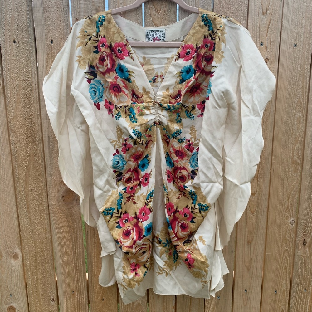 YOANA BARSCHI | Anthro Ivory Silk Floral Blouse